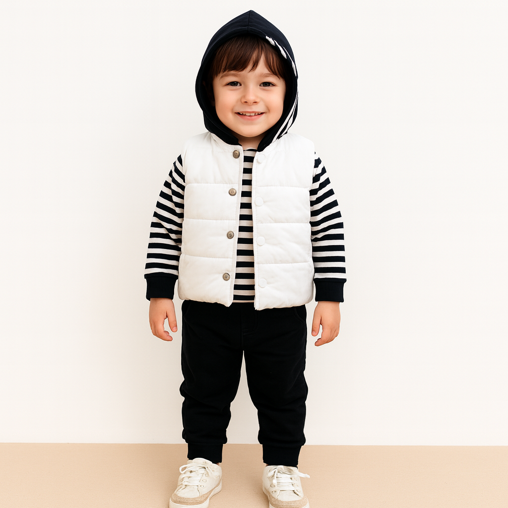 Kapüşonlu Yelekli Erkek Çocuk Takımı